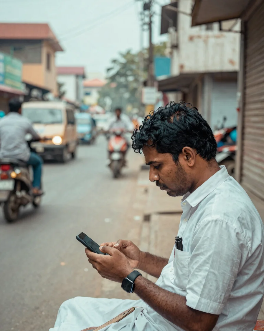 Editorial news photography of a Telugu-speaking urban street in s